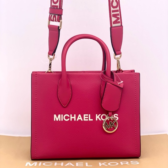 MICHAEL KORS Mirella Small Pebbled Leather
Crossbody Bag Tote Electric Pink - Picture 5 of 12